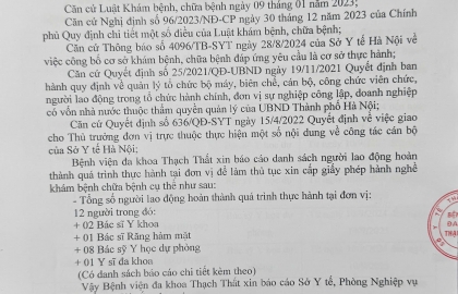 THÔNG BÁO TIẾP NHẬN NHÂN VIÊN Y TẾ ĐẾN THỰC HÀNH THÁNG 9/2025